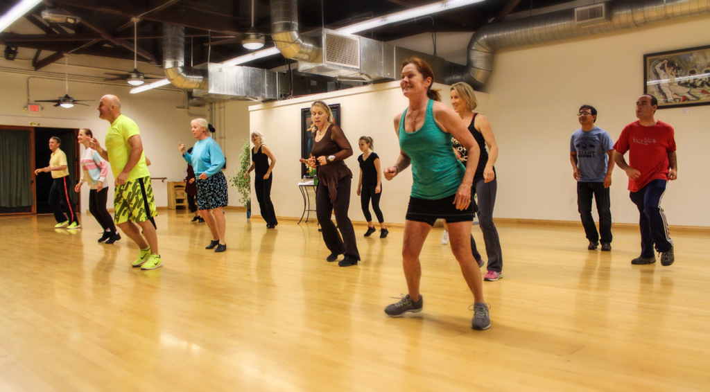 The turnout was great when dance class LaBlast Dance Fitness started at the Santa Barbara Dance Center. Instructor Nigel Clarke (in yellow) made sure everybody were able to follow the steps to dance and get a great workout. 