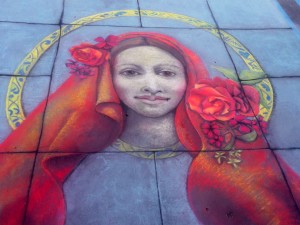 Painting of a Madonna Icon at the I Madonnari Festival 2014