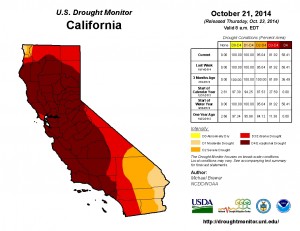 Most current California drought monitor from 21 October, 2014.