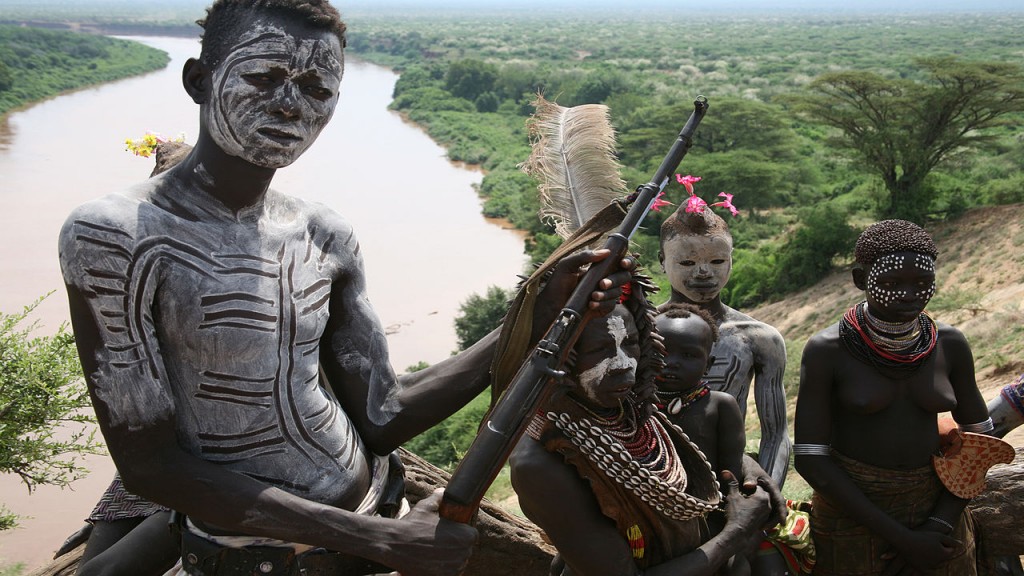 Child soldiers in the Omo River Valley in Ethiopia