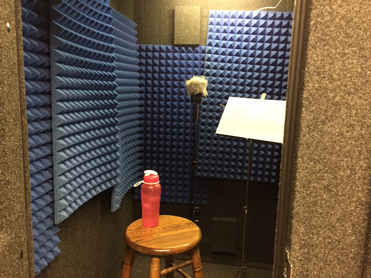 Jennifer's "voice over" booth!   Doing voice overs can be a great way to earn extra money. Some companies, like Talk Shop offer classes for as little as $49, live via phone or Skype, so you can take them at home no matter where you live. -Jennifer Vogel 