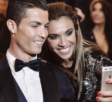 Brazilian superstar Marta taking a selfie with Golden Ball winner Christiano Ronaldo