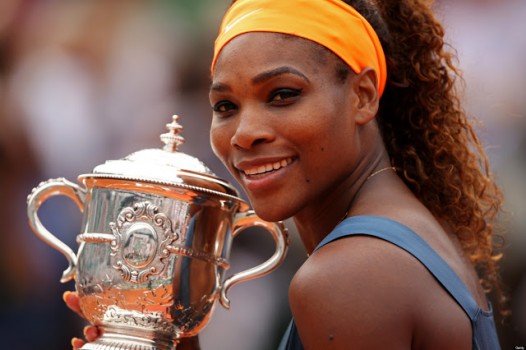Serena Williams. celebrating her third French title.