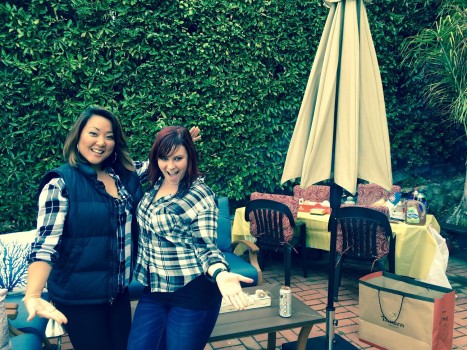 Oh my, look at us #twinning! Black and white plaid is our common denominator at a birthday celebration, and so is our friendship! -Sujin Chon