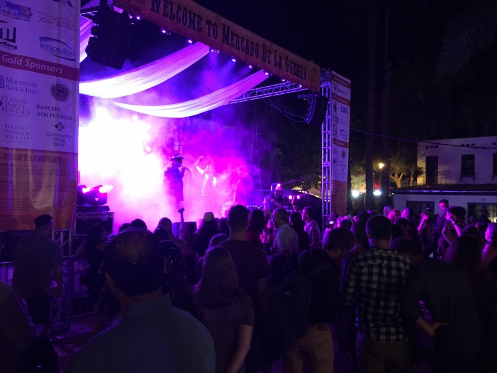 Audience showered in purple smoke as Prince Cover Band in De La Guerra Plaza rocks Fiesta! -Kyran Million 