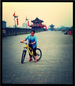 Rich biking around the 9-mile long wall surrounding the city of Shanghai