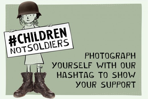 UN Campaign #ChildrenNotSoldiers to raise international awareness and increase support to end child soldiers by 2016