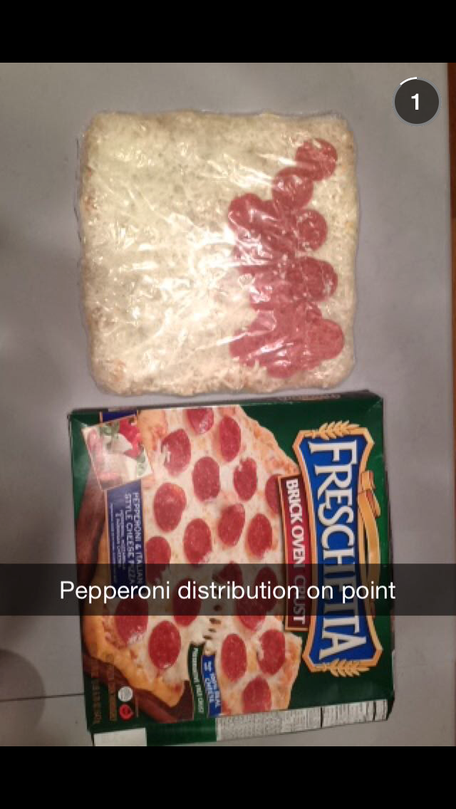 The Pepperoni distribution is on point: Half way through the quarter! -Steven Wagener