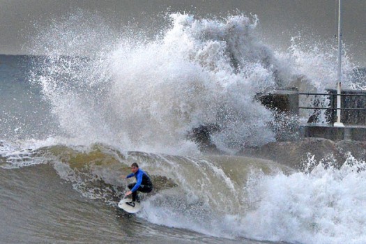 The opening of the Santa Barbara Harbor is a goldmine for surfers during the El Nino. 