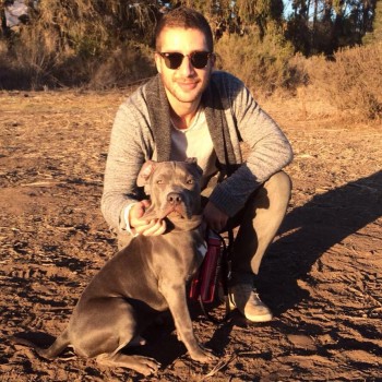 Julien Sanavio and Walter, his 6 month old Pit Bull